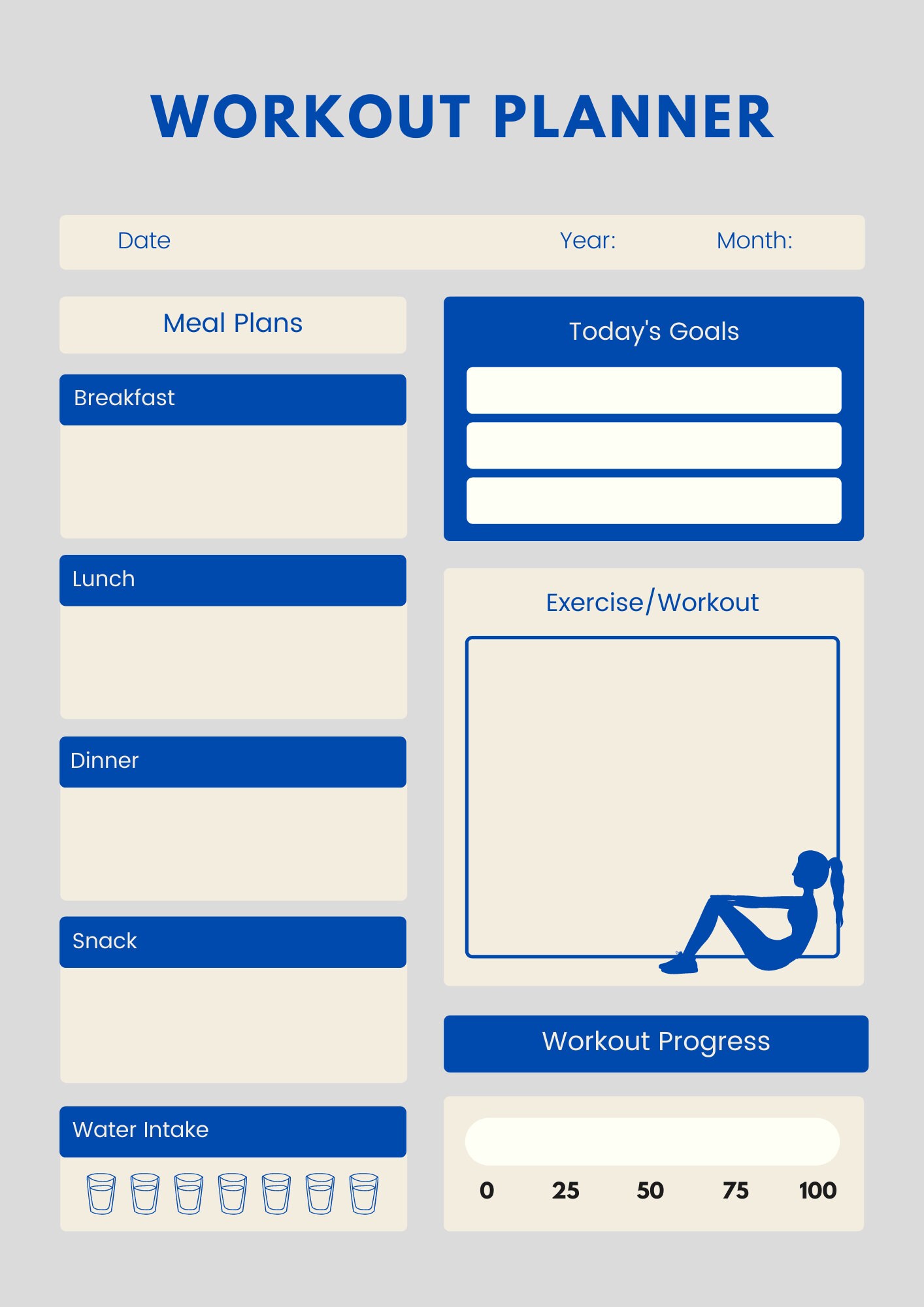 Workout Tracker Printable Daily Exercise Planner Weekly Etsy