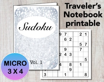 Printable Sudoku insert for Traveler's Notebook (TN) Vol 1, Micro size, Foxy No 0