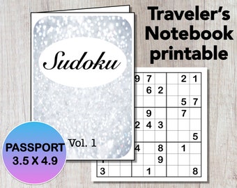 Printable Sudoku insert for Traveler's Notebook (TN) Vol 1, Passport size, Foxy Fix No 1