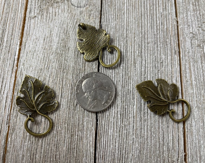 antique brass brass leaf charms Antique brass colored leaf charms metal leaf findings dangles