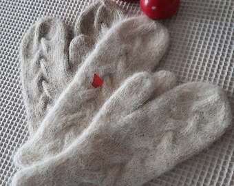 Angorawolle Handwärmer Alpaka Fäustlinge Handshuhe Socken Flauschig Warm Handgestrickt  Zopfmuster Winter Accessoires kratzfrei atmungsaktiv