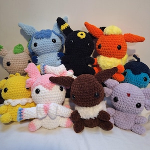 Eeveelution Inspired and Themed Crochet Plushies - Hand Made