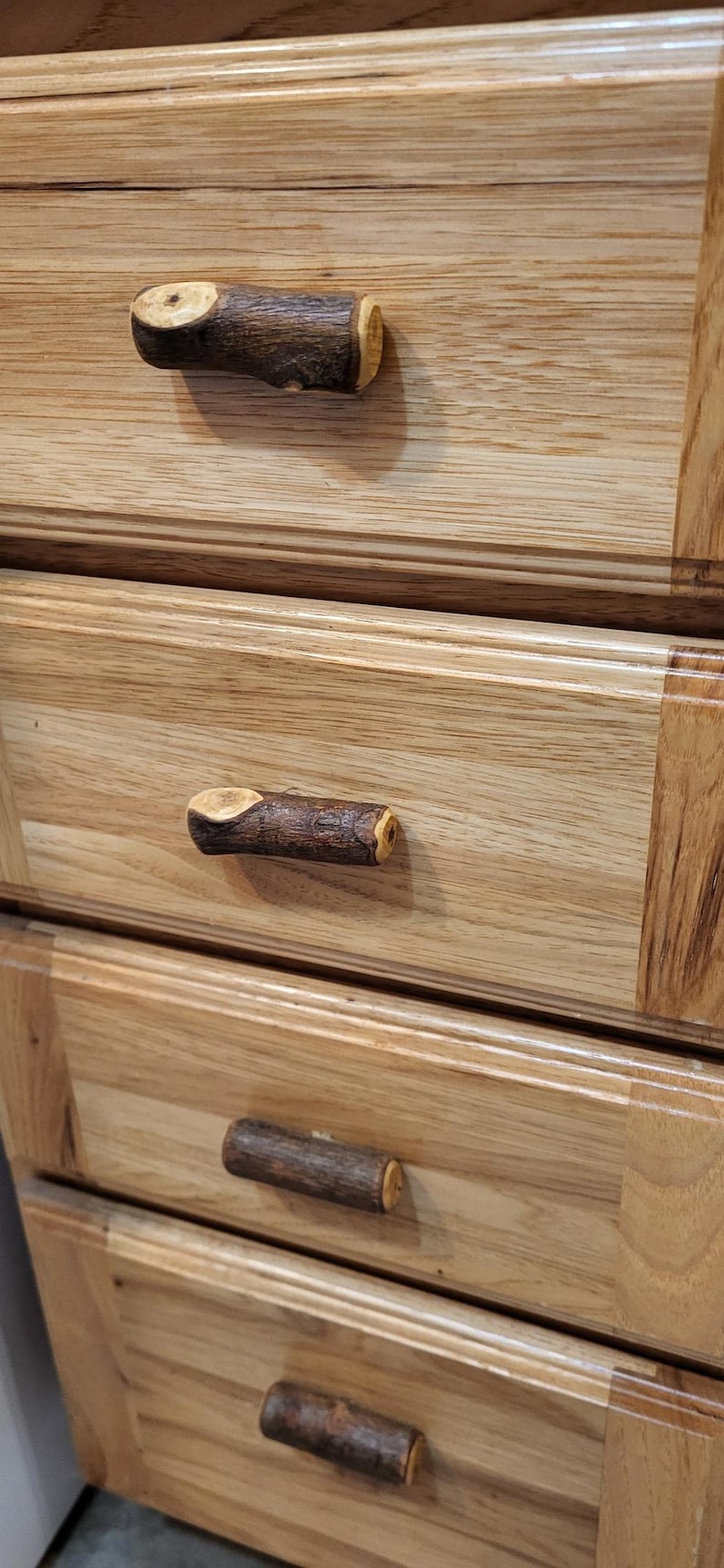 Rustic Style Drawer Fronts Rustic Bark-on Hickory Drawer Pull - Cabin Cottage-core Primitive ...