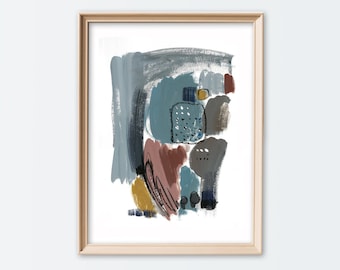Cartel abstracto imprimible, arte de pared abstracto azul, arte de pared abstracto gris, impresión azul marino, arte de pared imprimible, descarga instantánea abstracta