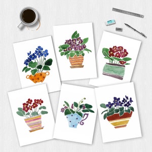 Set of 6 Violets Digital Print,Set of home plants print,Violets Flower prints,Violets Instant Download,Floral print,Printable Wall Decor