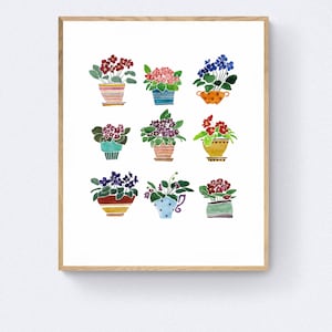 Violets Digital Print,Home plants print,Flower prints,Violets Instant Download,Floral print,Watercolor flower,Printable Wall Decor