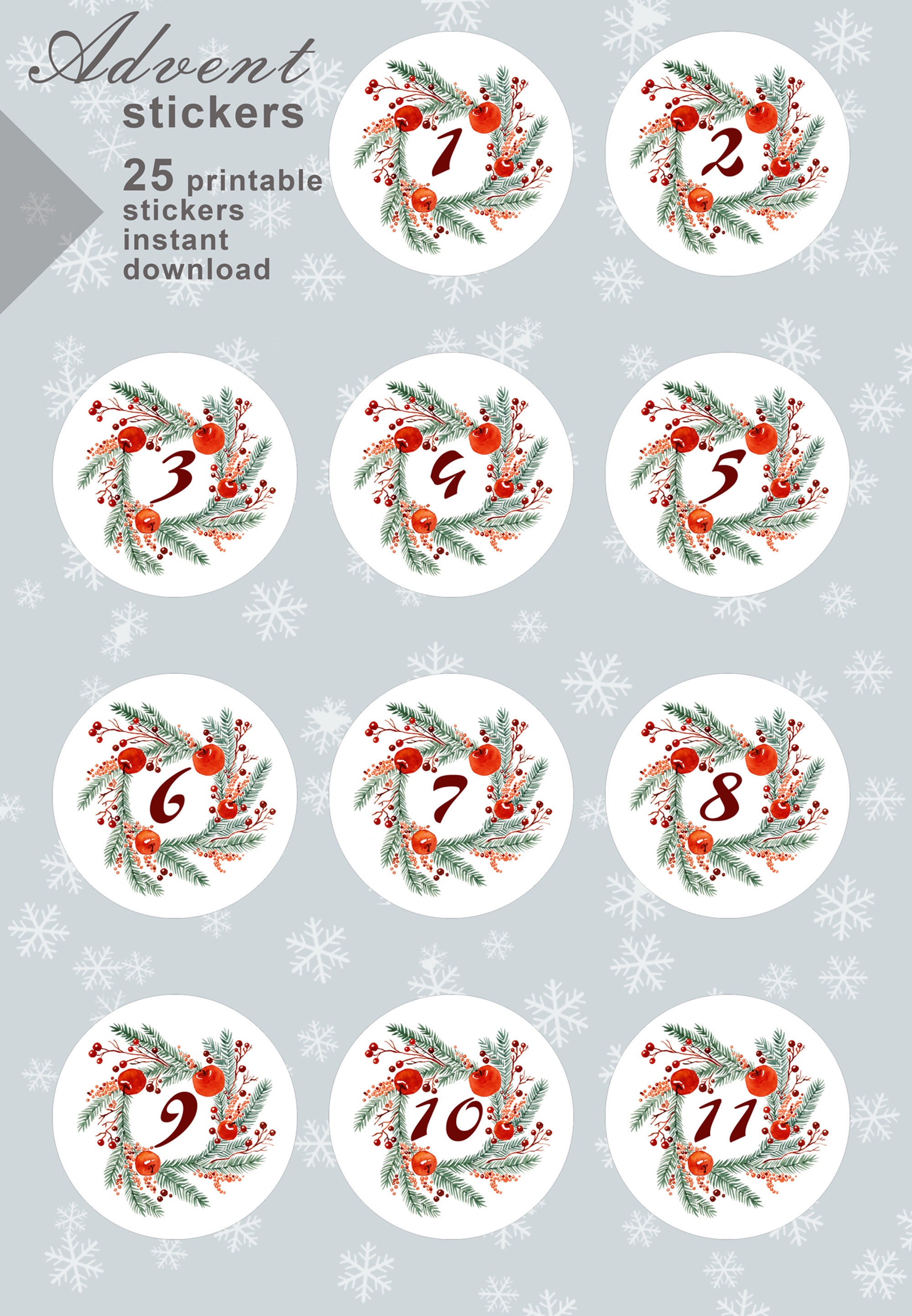 printable-advent-calendar-numbers-countdown-to-christmas-round-advent-calendar-1-25-stickers-digital-stickers-for-christmas-etsy