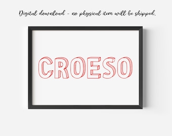 Croeso Welsh Welcome Print, Wales Gift (Digital Download)