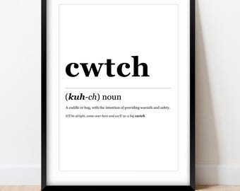 Cwtch Definition Print: Welsh Word Art, A4 Size