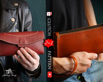 leather zip clutch