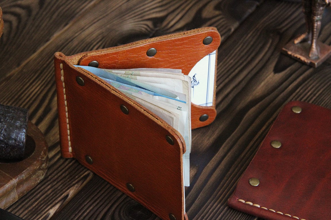 Leather money clip wallet PDF pattern video tutorial Etsy