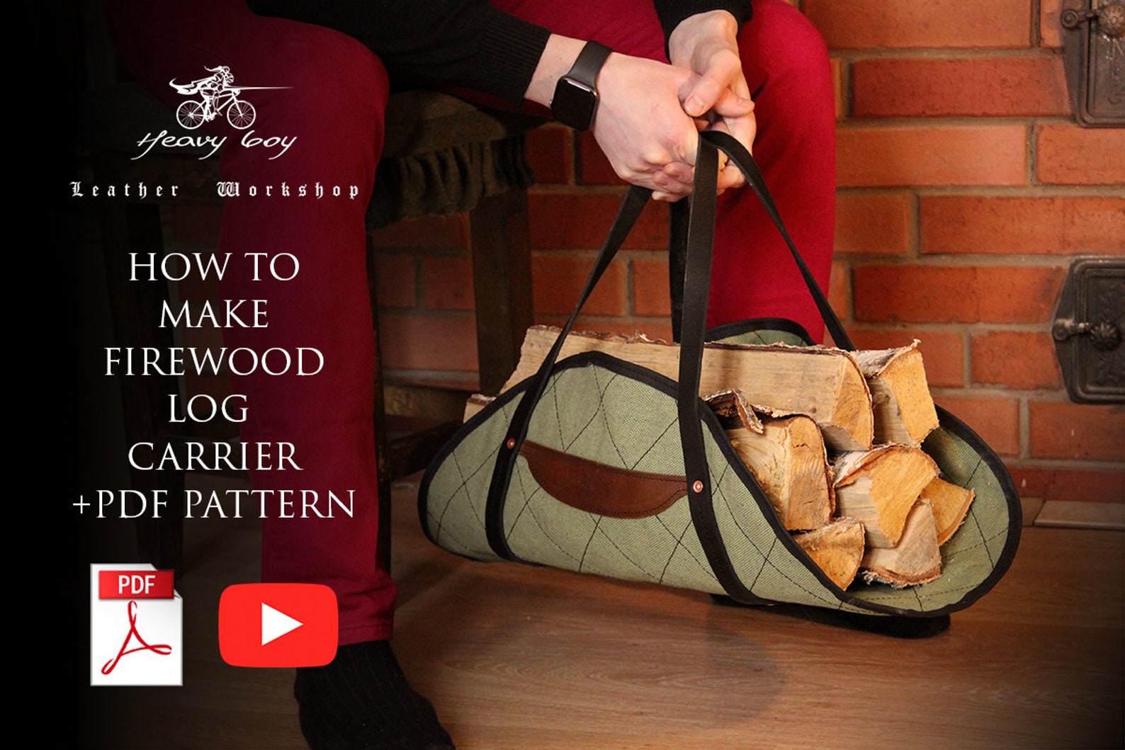 Firewood log carrier pdf pattern video tutorial Etsy