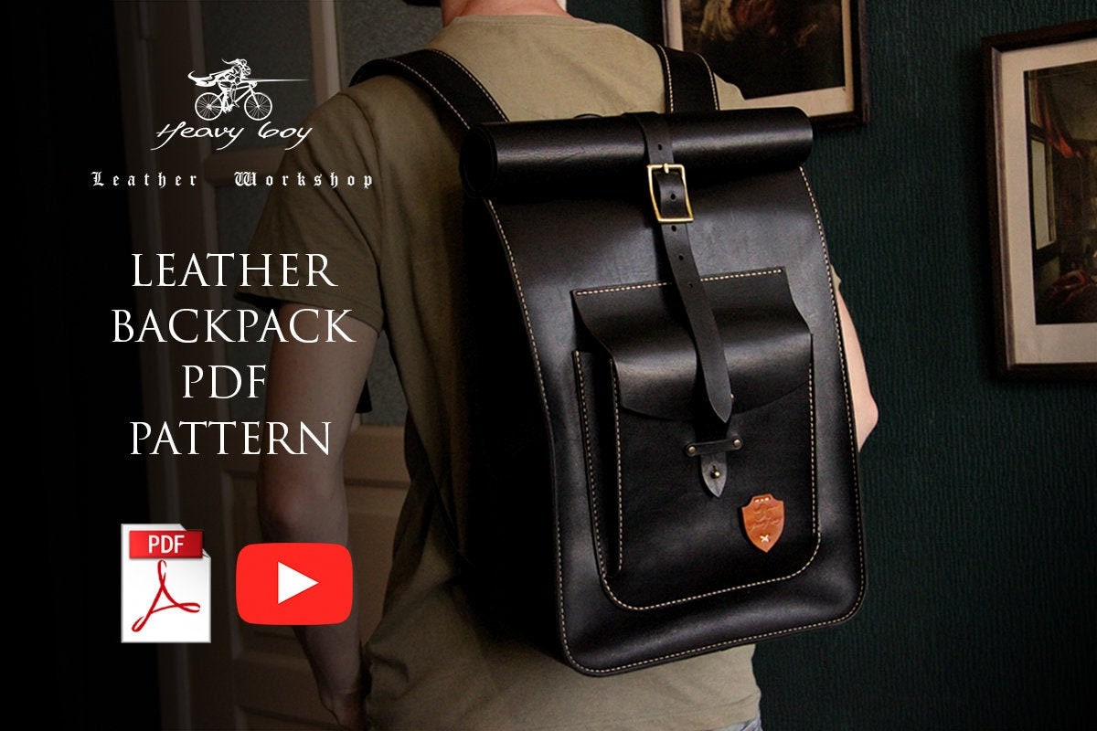 Leather backpack pattern leather roll top bag pattern Etsy
