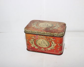 Papadopoulos Biscuits Tin Box Rare Buttons Lot of Vintage Buttons in a Collectible Tin Old Greek Biscuit Tin Box Floral Tin Box