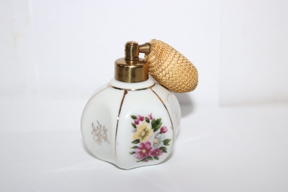 Vintage Unusual Shaped Floral Ceramic Perfume Bott