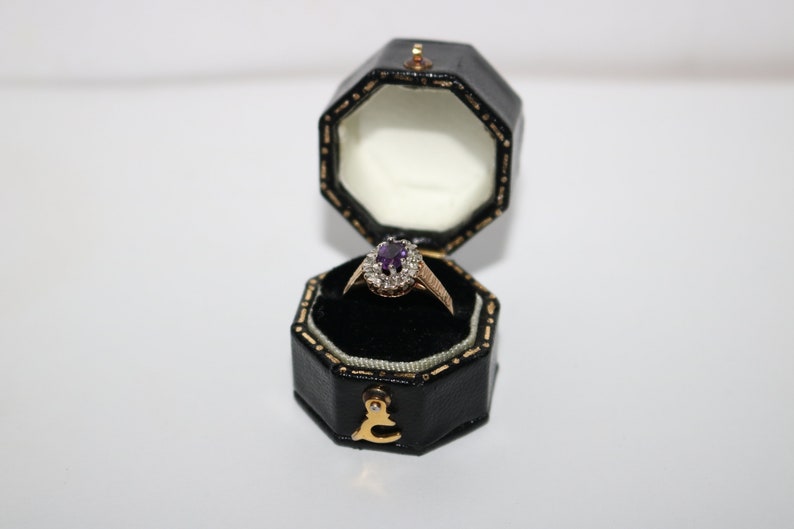 Vintage 9CT Gold Amethyst Cluster Ring Size UK N