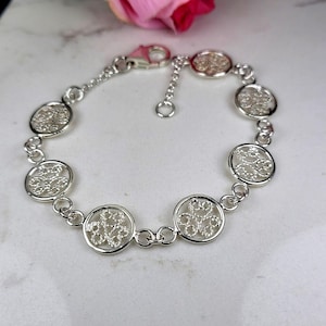 Filigree bracelet, Circle bracelet, Dainty sterling silver bracelet, Vintage style bracelet, Fine silver jewelry, Artisan jewelry