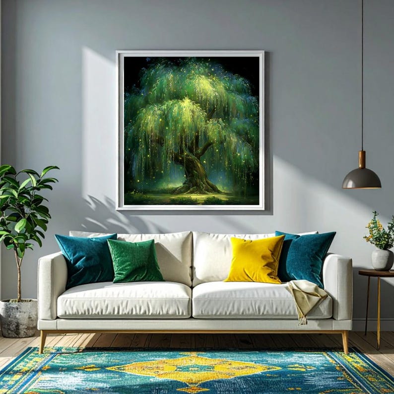 Willow Tree Wall Art, Large Tree Print, Moody Nature Decor, Botanical ...