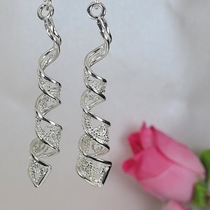 Filigrane Ohrringe, Handgefertigte Kunst Ohrringe, Statement 925 Ohrringe, Jugendstil Ohrringe, Lange Silberohrringe, Besonderes Schmuck Geschenk
