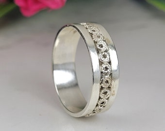 Filigree ring, Sterling silver unisex unique ring, Wide band ring, Handmade art ring, 925 unique ring, Filigree art jewelry