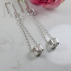 Filigree earrings, Silver chain earrings, 925 dangle earrings, Long silver earrings, Sterling silver unique earrings, Dainty jewelry gift