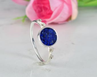 Filigree ring, Lapis lazuli ring, Blue gemstone ring, Vintage style ring, Statement silver ring,