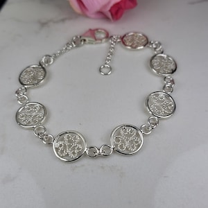 Filigree bracelet, Sterling silver boho bracelet, 925 Handmade bracelet, Unique silver bracelet, Circle bracelet, Anniversary gift for her