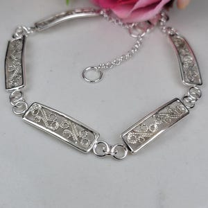Filigree bracelet, Geometric bracelet, Sterling silver handmade bracelet, Unique bracelet, Boho 925 bracelet, Filigree art jewelry
