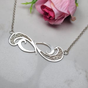 Filigree necklace, Large silver pendant, Art nouveau necklace, Handmade 925 pendant necklace, Unique sterling silver necklace