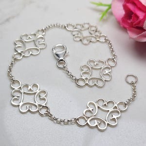 Filigree bracelet, Sterling silver boho bracelet, Flower bracelet, 925 Handmade bracelet, Unique silver bracelet, Dainty jewelry gift
