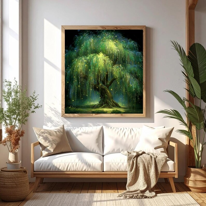 Willow Tree Wall Art, Large Tree Print, Moody Nature Decor, Botanical ...