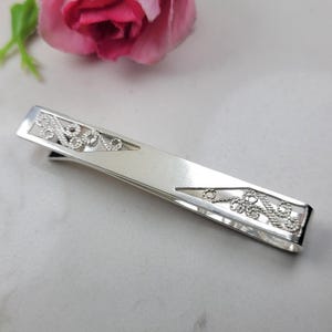 Silver tie clip, Unique gift for him, Tie pin, Sterling silver gift for him, Tie bar, Sterling silver accessory, Dainty jewelry gift
