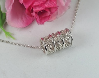 Silver filigree necklace, Silver vintage necklace, Art nouveau necklace, Silver statement necklace, Dainty necklace, Birthday  gift for her
