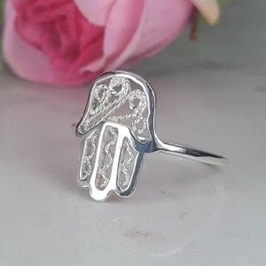 Filigree ring, Hand ring, Sterling silver statement ring, Long ring, Vintage style ring, Boho ring for women, Unique jewelry for women