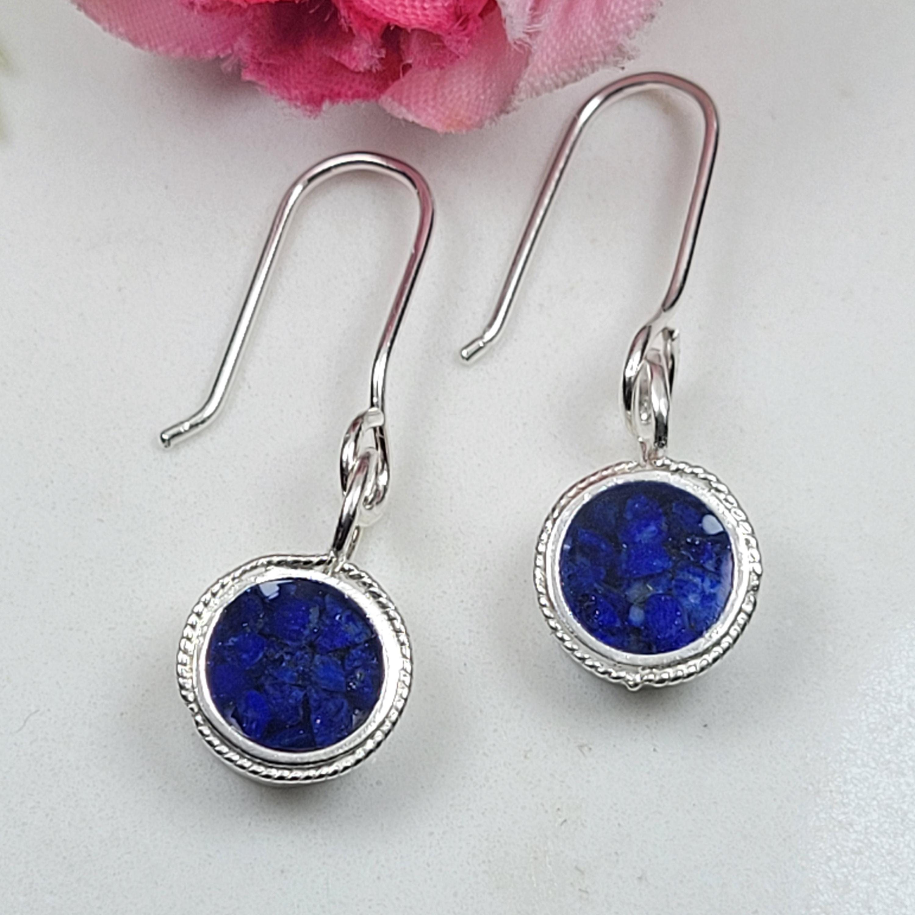 Filigree earrings, Lapis lazuli earrings, Crushed blue earrings, Sterling silver blue earrings, Silver long earrings, 925 dangle earrings