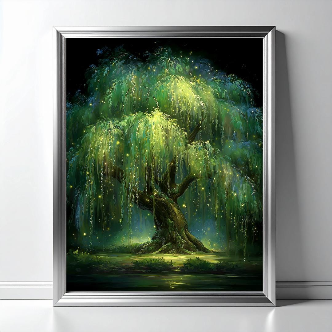 Willow Tree Wall Art, Large Tree Print, Moody Nature Decor, Botanical ...