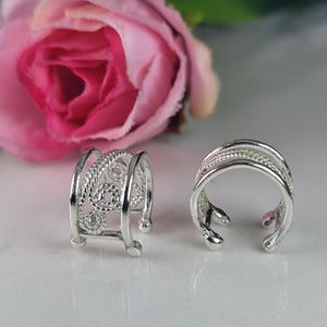 Filigree earrings, Huggie earrings, Ear cuffs, Sterling silver unique earrings, No piercing earrings, Dainty jewelry gift