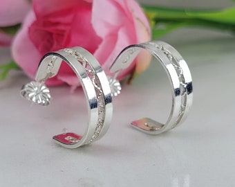 Filigree earrings | Sterling silver hoops | Fine silver jewelry