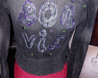 Denim Jacket with hand painted and decorated inspirational message.