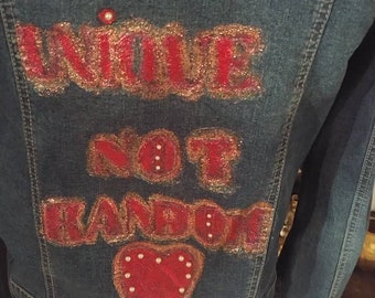 Denim Jacket with hand painted and decorated inspirational message
