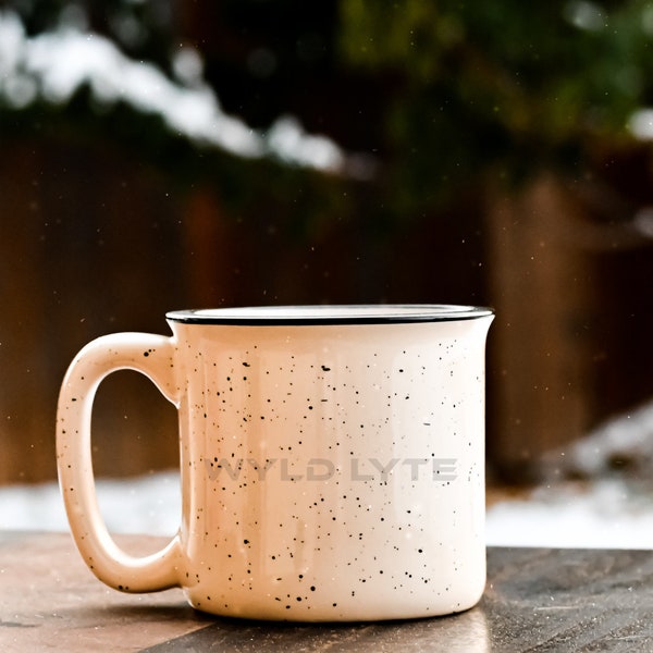 Cream Campfire Coffee Mug Mockup | Styled Coffee Mug | Mug Photo Mock Up | Digital Download | Campfire Mug Mockup | Mug Photography