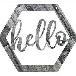 Hello Door Hanger SVG | Digital Download | Door Sign SVG | Hex Frame | Laser Cut File | Instant Download | Door Hanger Sign SVG