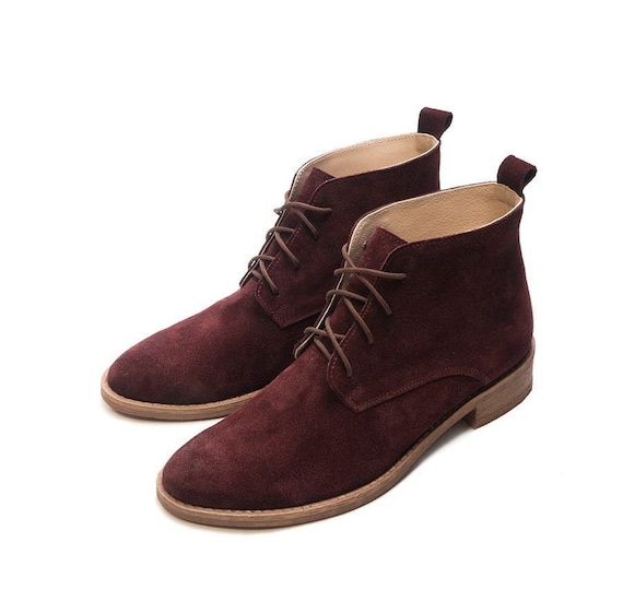 suede flat ankle boots womens