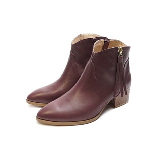 Elwa - sale 7 US ankle boots,Leather women boots,Women burgundy boots,Anna Maratti shoes,Brown women boots,Sale women boots,Ready to ship