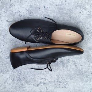 Rio - 7 US leather oxford,Flat shoes,Lace up womens shoes,Women oxfords,Tie flat shoes,Womens shoes,Laced shoes,Black oxfords,Anna Maratti