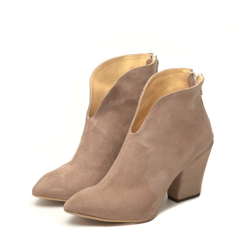 camel high heel ankle boots