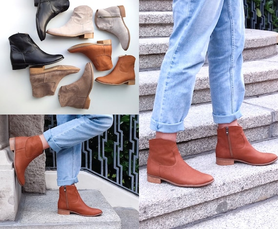 Sona Brown Ankle Boots leather Boots chelsea Boots black Ankle Boots short Ankle Boots black Women Boots womens Ankle Boots casual Style Etsy Canada