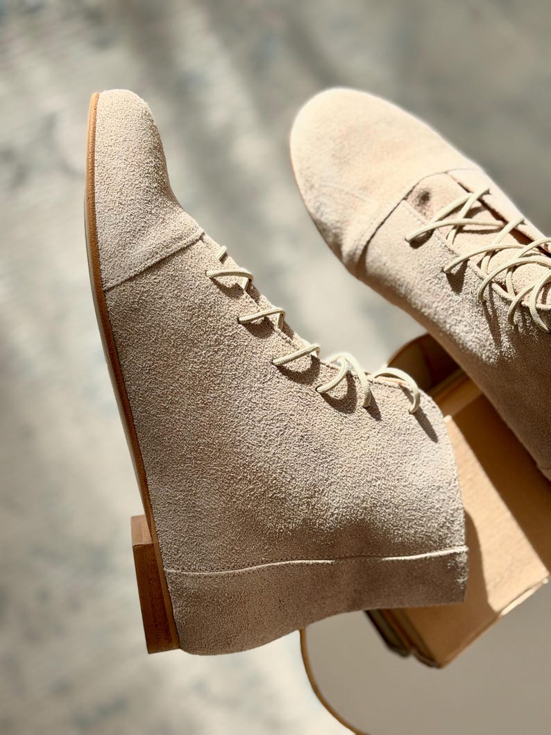 Greta - Skórzane botki do kostki, Damskie botki do kostki, Koniakowe sznurowane buty do kostki, Retro botki do kostki, Eleganckie buty, Buty Anna Maratti zdjęcie 4