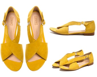 Sati -leather sandals,slingback strap sandals,flat sandals,white sandals,women sandals,yellow shoes,summer shoes,women summer shoes,handmade