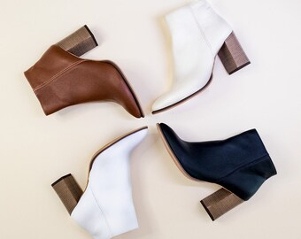 Ada - ready to ship, white ankle boots,black ankle boots,brown ankle shoes,Wedding boots,Boho wedding boots,Ankle heels,Anna Maratti shoes